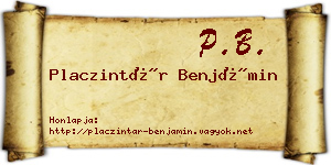 Placzintár Benjámin névjegykártya